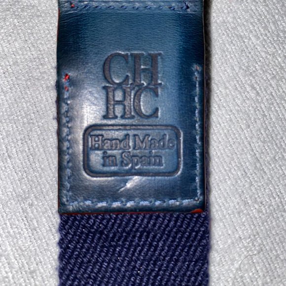 Carolina Herrera Blue and Red Belt With CH Logo - Picture 2 of 7